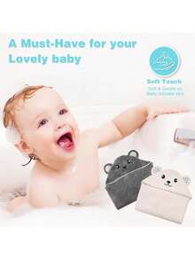 Badhandduk med huva för spädbarn, unik djurdesignad babymantel, supermjuk badrock för nyfödda, tecknad badrumssjal i korallfleece för småbarn året runt - Multifärgad - Visa 2