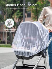 1个婴儿推车蚊帐，全覆盖防虫防尘网，适用于推车、婴儿床、婴儿车，四季皆宜，新手爸妈带娃出行必备 - 白色 - 查看 1