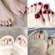 Summer Whitening Toe Nail Stickers, Toe Nail Stickers, Toe Nail Wearable Stickers, Handmade Manicure Nail Tips, Finished Nail Products - J63紫色精靈 - 查看 4