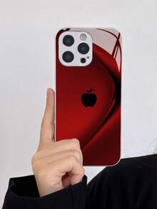 DECOPHONE Mirror Simple Business Apple Painted Pattern Phone Case, Gradient Curve Design, High-Definition Glass Phone Case, Shockproof, Unisex, Compatible With Apple 17/16 Pro Max/15 Pro/14 Pro Max/13 Pro Max/16 Pro Protective Case/15 Pro Max/12 Pro Max/11/XS Max/7 Plus, Apple 13 Shockproof Protective Cover. - Red - View 4