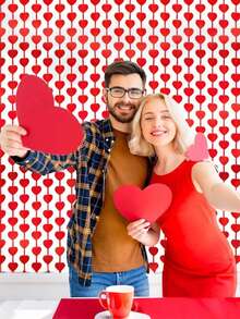 Bộ 2 tấm rèm tua rua hình trái tim màu đỏ, phông nền tua rua hình trái tim, thích hợp trang trí tiệc Valentine, phông nền chụp ảnh bằng rèm tua rua kim loại hình trái tim, cũng thích hợp cho tiệc Valentine, tiệc cưới, lễ kỷ niệm, lễ đính hôn, sinh nhật, lễ tốt nghiệp và các dịp khác. - Đỏ - Xem 6
