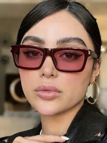 New Square Minimalist Rivet Retro High-End Fashion Glasses , Suitable For Daily Wear, Street Style, Runway, Casual, Holiday, Party, High-Quality Eyewear - Multicolor - View 12