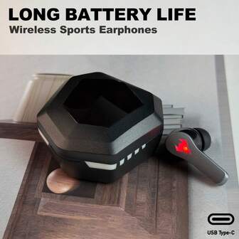 Trådlösa Bluetooth-hörlurar med laddningsfodral - Hi-Fi-stereoljud, pekskärm, trådlös anslutning, typ-C-laddning, lätta sporthörlurar i örat, lämpliga för fitness, spel, anime-fans (telefonkompatibla), hållbara hörlurar, modern design, ergonomisk passform, perfekt för musikentusiaster