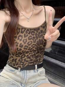 Áo hai dây nữ họa tiết da báo thời trang, đa năng, thích hợp cho hẹn hò và dự tiệc. - Họa tiết da báo - Xem 2