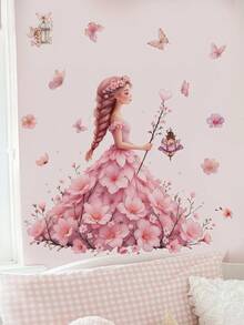 Adesivo de parede com borboleta rosa (1 unidade), estilo romântico e delicado para meninas, ideal para sala de estar, quarto, quarto infantil e decoração de casa. Adesivo de vinil fosco removível, perfeito para a primavera e como presente de aniversário ou formatura. - Rosa - Ver 4