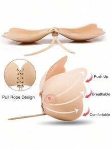 2 piezas/1 par de Sujetadores invisibles reutilizables sin tirantes, Sujetadores invisibles para mujeres con cubiertas para pezones, Sujetadores sin espalda invisibles - Multicolor - Ver 3