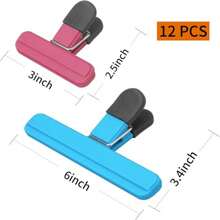 12 Pieces Clips para Bolsas de Alimentos Pinzas para Cerrar Bolsas de Cocina Duradero inclye 6 Clips para Comida grande de 15.5cm y 6 pequeña de 7 5 cm Broches para Bolsas de Cocina Multicolor - Multicolor - Ver 2