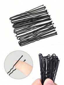 100pcs Black U-Shaped Hair Clips, Suitable For Girls/Women With Thick Hair, Hair Accessories, Ideal For Ballet Buns And Ponytails - Multicolor - View 7