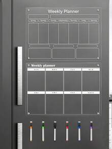 1pc Magnetic Transparent Refrigerator Calendar Board (Comes With 6 Magnetic Whiteboard Pens), Acrylic Writing Board, Transparent Pattern Memo Board, Reusable Weekly/Monthly Planner Magnetic Refrigerator Sticker, Acrylic Memo Board, Magnetic Acrylic Dry Erase Board, Reusable Meal Planner - Multicolor - View 10