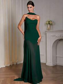 Đầm nữ màu trơn cho ngày Valentine, đầm ôm sát kiểu băng quấn, đầm lưới không dây, đầm hở lưng gợi cảm, đầm xuyên thấu, đầm khăn choàng thanh lịch, đầm dự tiệc sang trọng của người nổi tiếng, đầm dạ hội nữ, đầm Giáng sinh, đầm năm mới, đầm cưới mùa xuân - Màu xanh lá cây đậm - Xem 2