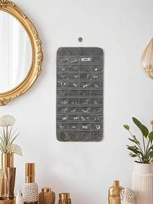 1pc 80-Slot Large Double-Sided Hanging Jewelry Display Storage Bag, Non-Woven Foldable Ring, Necklace, Bracelet Organizer Pouch, Multi-Functional Transparent Jewelry Display Hanging Bag, Dust-Proof, Oxidation-Resistant, Suitable For Wardrobe Door - 80 Slots For Earrings, Necklaces And Small Items , Makeup Room Decor,Travel Essential - Multicolor - View 4