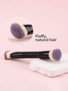 1pc Dual-Ended Makeup Brush, Soft Blush/Eyeshadow Brush, Face Makeup Brushes, Smooth Bristles Blend Easily, Powder Brush, Foundation Brush, Comfortable Handle, Concealer Brush, Home Or Salon Makeup Set, Cosmetic Tool, Face Makeup Brush, Essential Makeup Tool - Multicolor - View 3