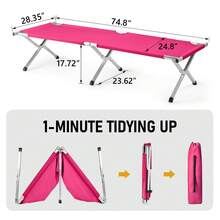 Portable Folding Camping Cot With Carrying Bag Army Pink - Pink - View 4