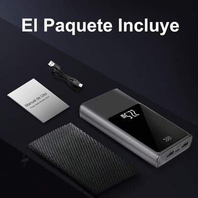 Power Bank 22.5W,20000 mAh Carga Rápida Bateria Portátil,USB C Input & Output Banco de Batería Delgada Pantalla LED Compatible con Serie, Android,,etc. J6GC