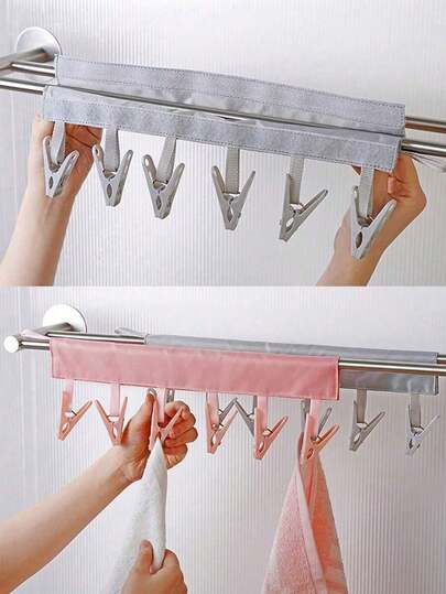 便携式旅行布艺衣架，多功能可折叠衣夹，袜子内衣夹，酒店旅行晾衣架，旅行必备，汽车配件，户外装备，飞机旅行收纳袋，实用物品，夏季必备，办公用品