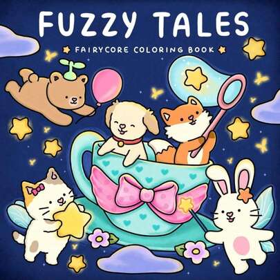 Fluffy Tales: Coloring Book For Adults And Teens With Whimsical Fairy Tale Style Featuring Adorable Animal Characters (Fluffy Friends Coloring Book)