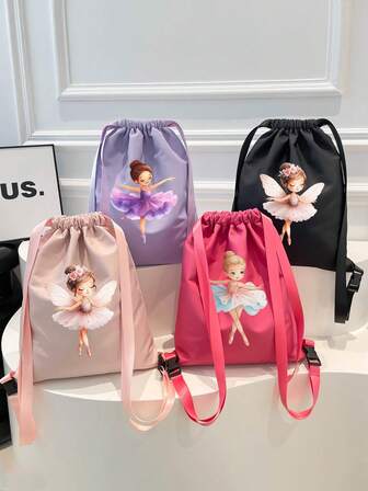 Bolsa de cuerda ligera con estampado de baile, ballet y niñas bailando de manera creativa, mochila para deportes al aire libre, mochila de fútbol, mochila de baloncesto, mochila de senderismo, de gran capacidad, mochila de cuerdas para compras, bolsa de lona de ballet y danza de unicolor y lindo, bolsas de compras, portátil y ligera, ideal para viajes de fin de semana, baile, deportes y uso diario, regalos para bailarines y profesores de danza