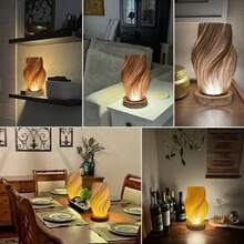 3D Printed Tornado Lamp, Atmosphere Decorative Table Lamp, Bedroom Desk Lamp, Flicker-Free Smart Healthy Lighting, Wooden + White Body Soft Tri-Color Warm - Multicolor - View 7