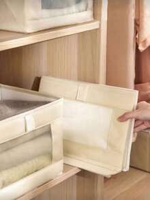 2pcs White Fabric Storage Box With Clear Window - Drawer Type Underwear Clothes Organizer For Closet Stackable Storage Bin - Multicolor - View 2