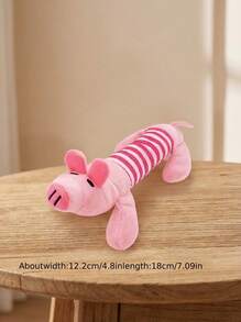 PETSIN Plush Squeaky Dog Chew Toy - Durable, Soft, And Bite-Resistant Stuffed Animal In Pink & Gray/Blue Stripes - Ideal For All Aggressive Chewers, Small To Large Breeds, Dog Toys For Aggressive Chewers - Multicolor - View 8