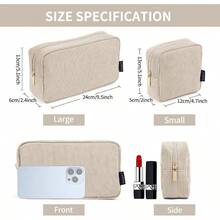 MAGEFY Bolsa de Maquillaje para Monedero Bolsa de Cosmeticos Pana Linda Bolsa de Cosmeticos para Mujer - PequeoGrandeBeige2pcs - Ver 5