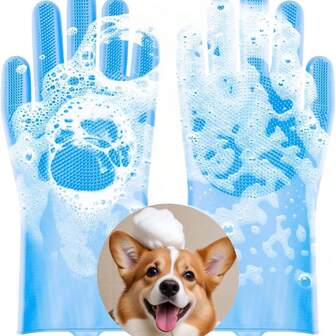 Guantes de baño para mascotas, accesorios de lavado de perros, cepillo de fregar, guantes de lavado de plástico para caniche, guantes de silicona anti-arañazos