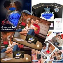 ADDWel - Regalos románticos para ella rosas azules preservadas para  con collar de plata de ley para esposa novia en el día de San Valentín cumpleaños aniversario día de la madre Navidad - Collar en forma de corazón - Ver 7