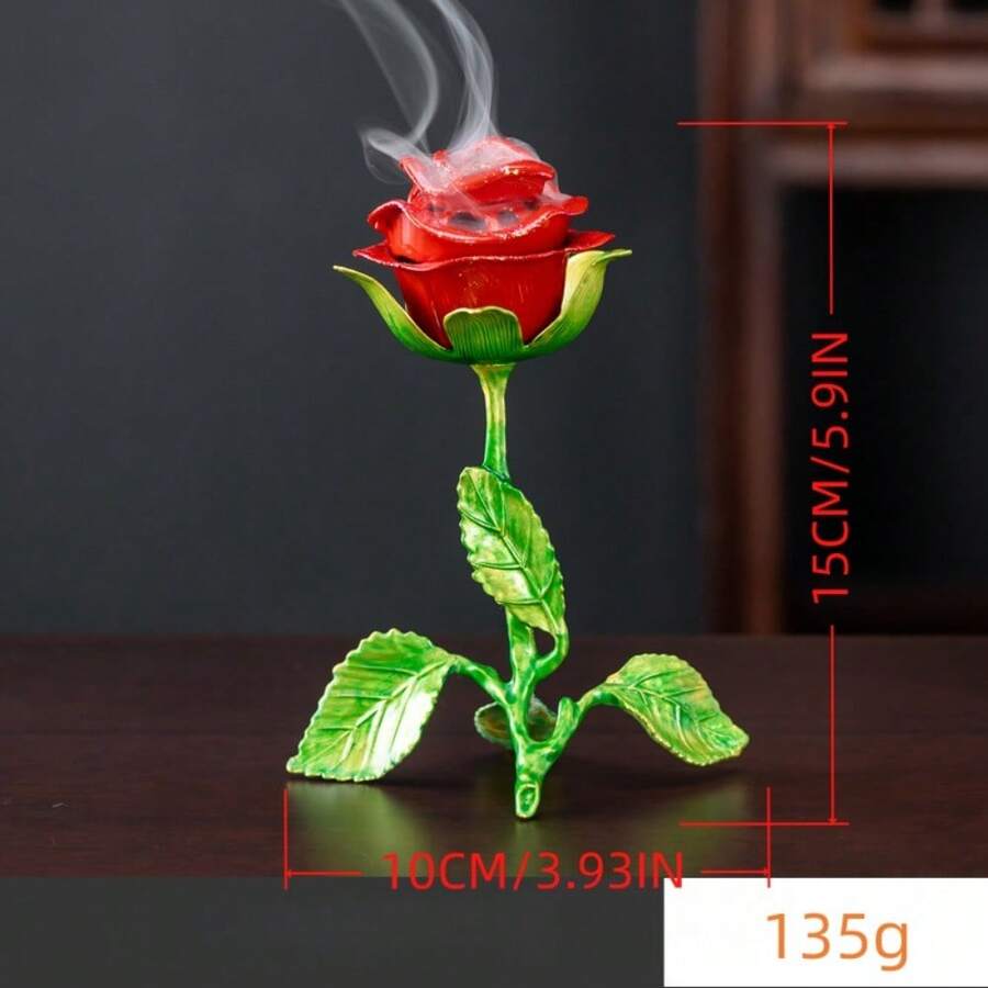 Crafts Alloy Rose Ornament Wedding Qixi Festival Valentine's Day Gift Simulation Flower Creative Aromatherapy Stove - Red Rose Incense Burner - View 1