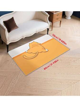 Söt tecknad katt halkfri badrumsmatta - snabbtorkande, absorberande matta för badrum och sovrum, maskintvättbar