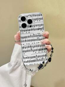 音符彩绘透明手链表带 简约时尚创意防摔手机壳，兼容、Galaxy、Redmi，国际版，非国内版 - 彩色 - 查看 3