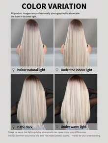 7JHH WIGS 24英寸长直发灰金色假发，混合棕色挑染，蓬松柔软，带刘海，外观自然，采用耐热合成纤维制成，美观大方，适合时尚女孩日常佩戴、动漫或角色扮演、音乐节、舞会、街头服饰等场合，也是母亲节的理想礼物。