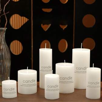 1 st, 12 st (5 cm * 5 cm / 1,97 tum * 1,97 tum) enkla oparfymerade stora runda pelarljus i europeisk stil - Rökfria, luktfria och icke-irriterande, lämpliga för nödbelysning i hemmet, kyrkliga aktiviteter, bön, biktceremonier, dagligt hushållsbruk, ljusstakar, doftljus och ljusstakar, bordsdekorationer, specialljus, dekorativa ljus och som presenter till damer.