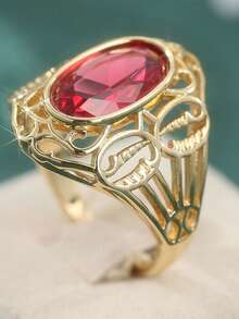 Inel gol texturat din material de cupru, elegant, vintage, lucrat manual, inel roșu de lux pentru femei, cadou perfect de sărbători