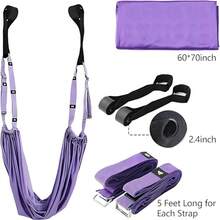 1pc Yoga Stretching Strap With Storage Bag, Adjustable Leg, Waist & Back Stretching Belt, Door Flexibility Trainer For Splits, Back Bend, Pilates, Dance, Ballet, Gymnastics, Aerial Yoga Inversion & Home Fitness - Purple - View 3
