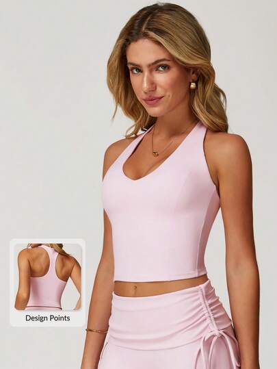 MASKERT 女士运动短款上衣，瑜伽上衣，运动背心，高弹力运动衫，居家通勤舒适之选