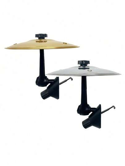 金银色汽车空调出风口钹形夹 - 趣味打击乐装饰，安装简便，通用尺寸，创意礼物，适合鼓手和音乐爱好者，理想的生日和节日礼物，适合父亲和朋友，适用于10种通用场景和大多数车型。