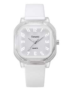 1件女士简约时尚百搭艺术风格硅胶表带石英表，适合日常佩戴 - 均碼 - 查看 9