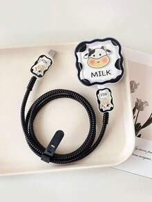 5pcs Cute Cow Wave Edge Charger Protector Covers, Compatible With Apple 40W Charger, 17/17 Pro/Pro Max Charging Cable Protection