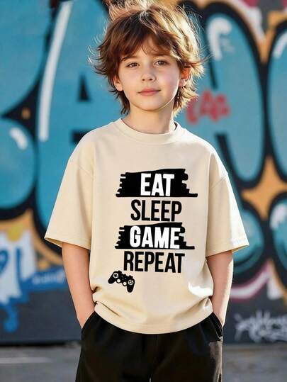 Teen Boys' Clothing, Children's Wear, T-Shirts With Game Handle Patterns - Everyday Loose Casual Sports Short-Sleeve, Crew Neck Boys' T-Shirt - Perfect Summer Gift, Suitable For School And Outings In Spring And Summer