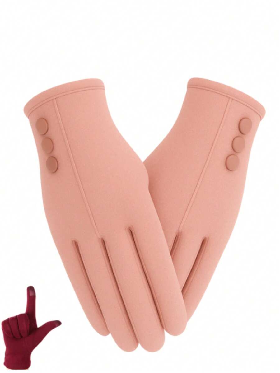 Stylish Soft Touch Unisex Thermal Cold Weather Gloves - Skin Color - View 1