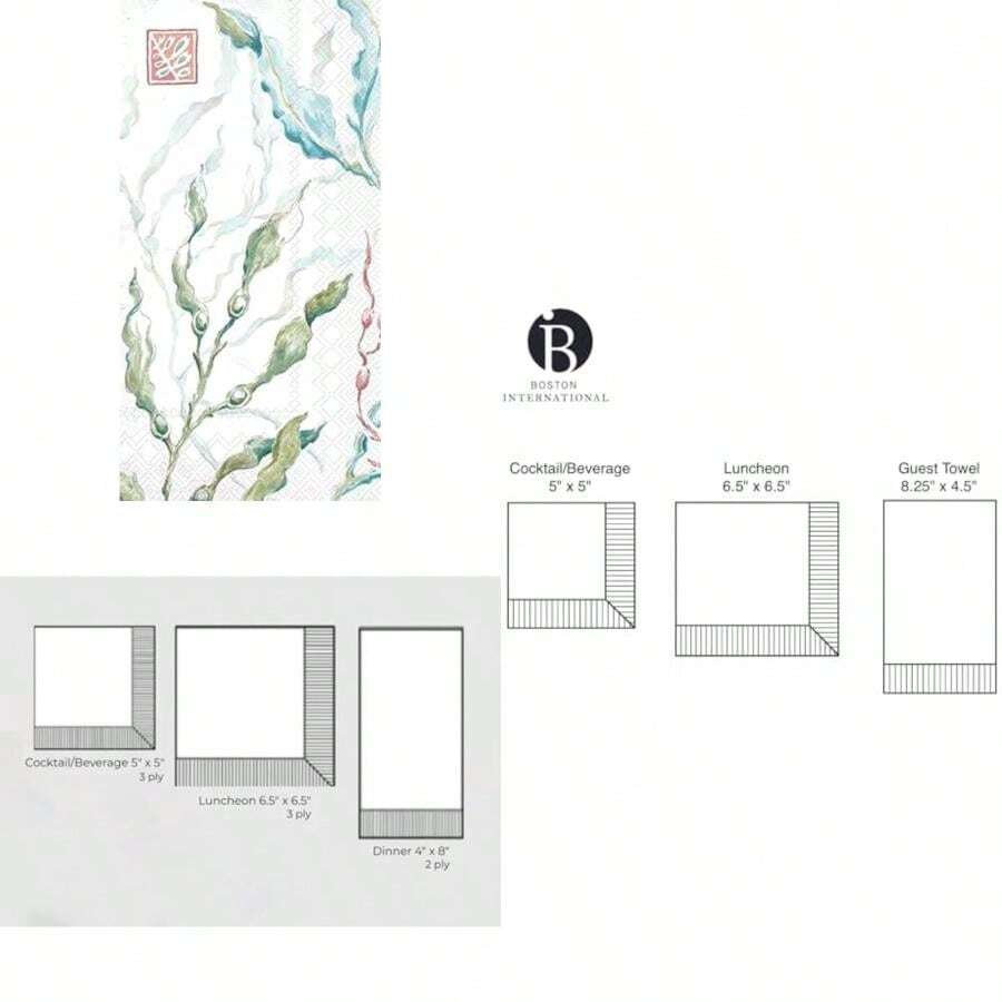 IHR Home Range - Servilletas desechables de papel de 3 capas, 8.5 x 4.5 pulgadas, , 16 unidades(Delicado mar 8.5" x 4.5") - Multicolor - Ver 1