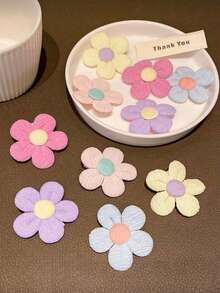 10pcs/Set Girls Multicolor Artificial Flower Hair Clips, Beach Travel Holiday Photo Flower Decor DIY Hair Accessories Bangs Clips (No Card, Random Color) - Multicolor - View 6