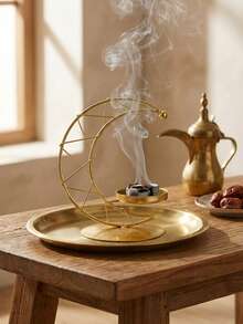 1个月亮图案金属香炉，创意现代简约香炉，礼品香炉，桌面装饰空气净化香炉 - 彩色 - 查看 7