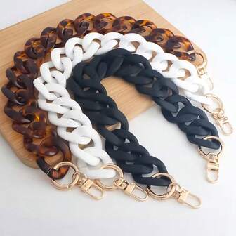 1 st akryl bred rem plastkedja axelrem ersättning, metallhandtag kedja tillbehör för gör-det-själv plånbok och handväska