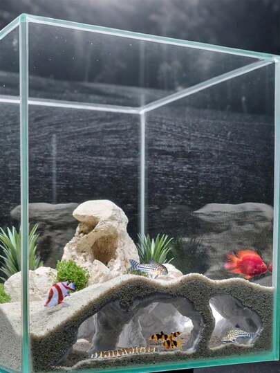 3D-utskriven tunnel för akvariumgrottor - Gömställe för sjöborrar, plecos och räkor | Nedsänkt botten + sikthål | Kompatibel med substrat | Behöver tyngas ner med sand eller tunga föremål för bästa resultat (Observera: På grund av 3D-utskrift kan vissa ojämnheter uppstå, tack för din förståelse)