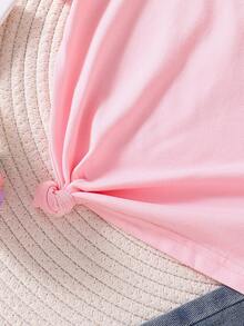 Young Girls Cartoon Girl Print Short Sleeve T-Shirt - Pink - View 6