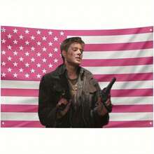 1 Piece Of Foot Jason Stark X X  Pink American Flag Tapestry - Durable Polyester Wall Decoration, 4 Copper Marbles Design, Campus Dormitory Decoration, Patriotic Gift, Eye-Catching Pattern, Strong Visual Impact - Multicolor - View 1