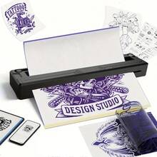 MAIBAFANG The M8 Portable Tattoo Stencil Printer Is A Specialized Tattoo Printer That Comes With 6 Sheets Of Tattoo Transfer Paper And 6 Sheets Of A4 Thermal Paper. It Is Suitable For Both Tattoo Artists And Beginners And Is Compatible With Mobile Phones, Tablets, And PCs. Ideal For Home Use. - 黑色 - 查看 8