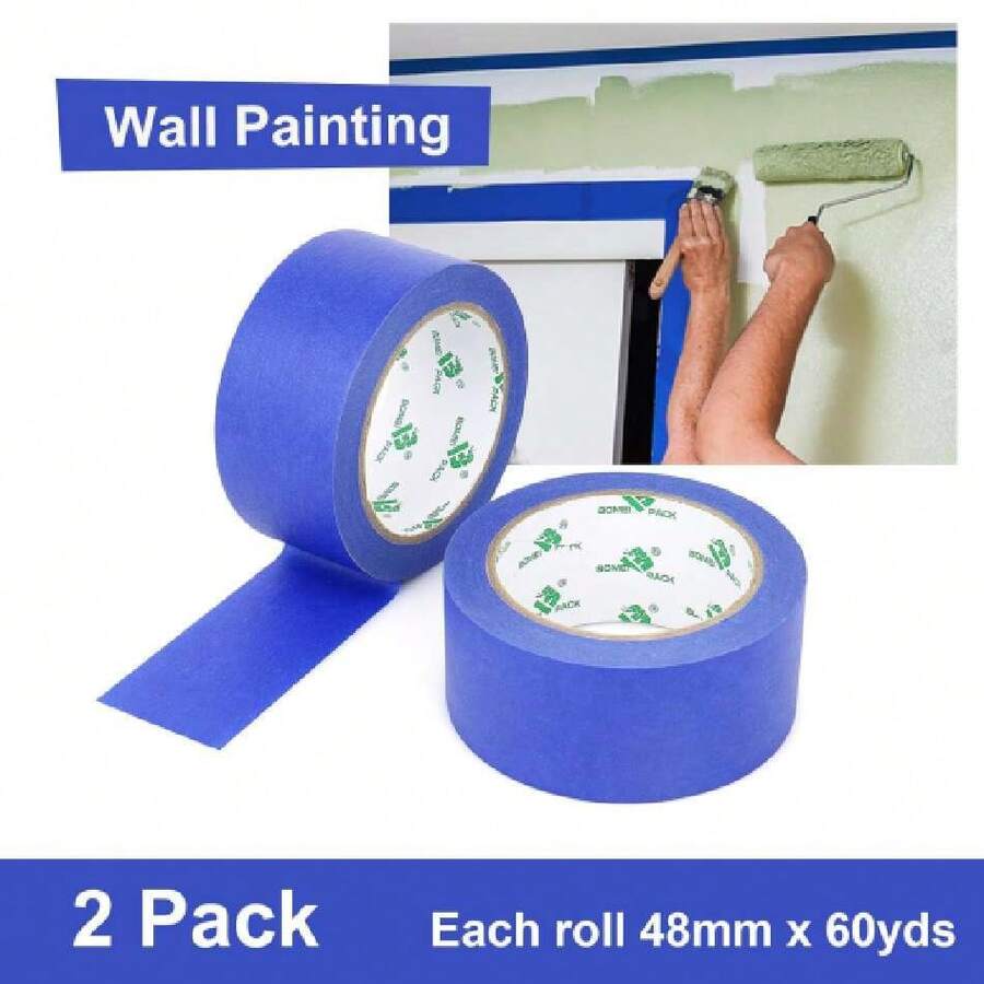 Cinta de Pintor 1.88 Pulgadas x 60 Yardas, 2 Rollos Cinta de Enmascarar Morado sin Residuos Para Pintar Paredes, Manualidades y Bricolaje (azul oscuro),36803097 - Rosa vieja - Ver 1