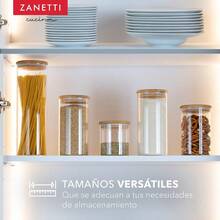 Zanetti - Juego de 5 Recipientes Herméticos de Cristal con Tapa de Madera de Bambú para Almacenamiento de Alimentos - Transparente - Ver 6